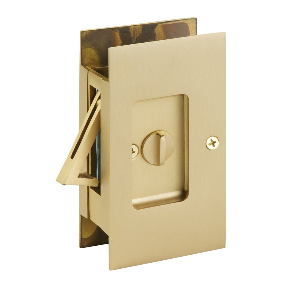 Privacy Modern Rectangular Pocket Door Lock in Satin Brass