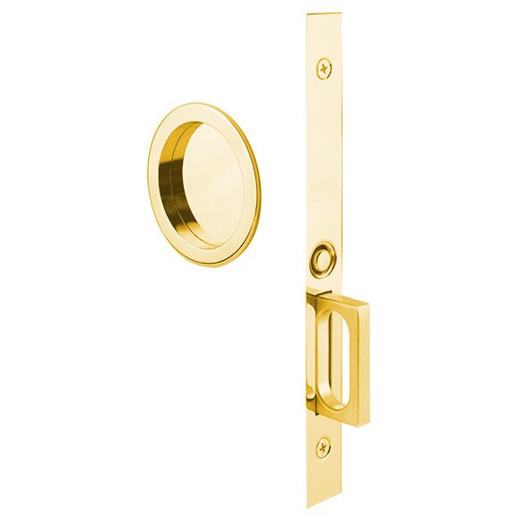 Passage Round Pocket Door Mortise Set In Unlacquered Brass
