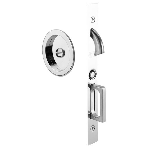 Privacy Round Pocket Door Mortise Lock In Polished Chrome