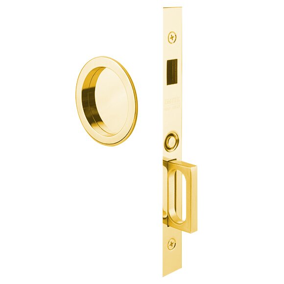 Dummy Round Pocket Door Mortise Set In Unlacquered Brass