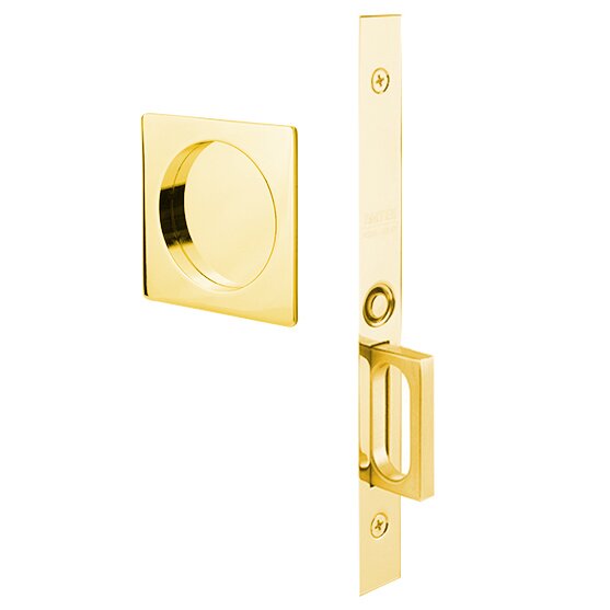 Passage Square Pocket Door Mortise Set In Unlacquered Brass