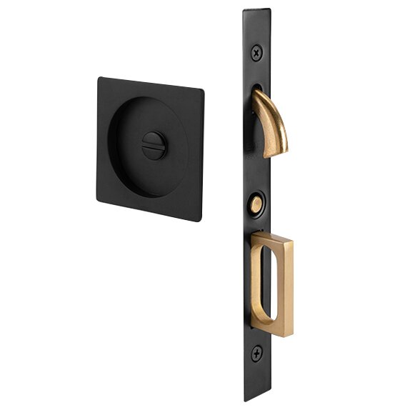 Privacy Square Pocket Door Mortise Lock In Flat Black