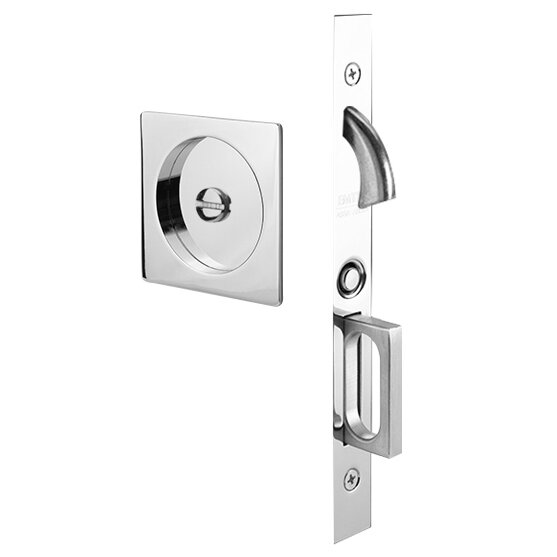 Privacy Square Pocket Door Mortise Lock In Polished Chrome