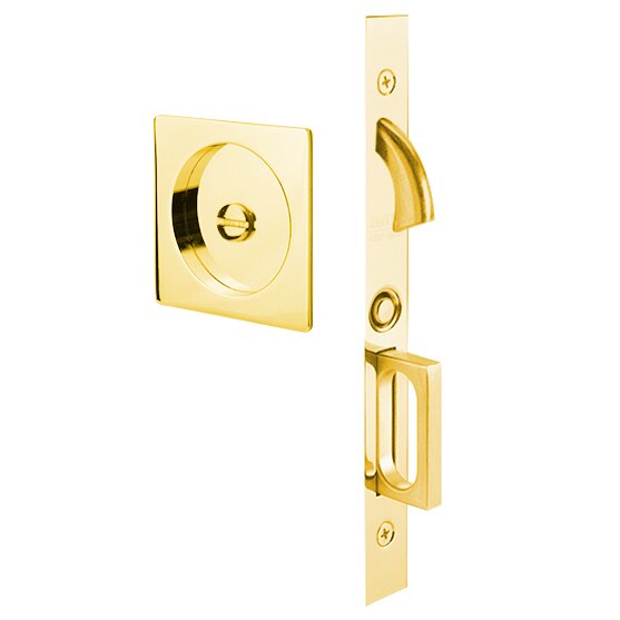 Privacy Square Pocket Door Mortise Lock In Unlacquered Brass
