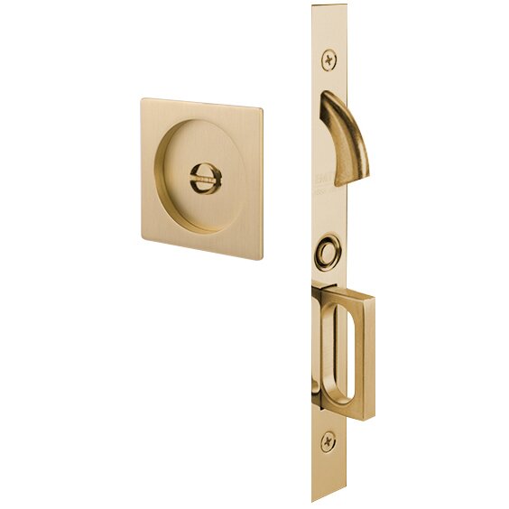 Privacy Square Pocket Door Mortise Lock In Satin Brass