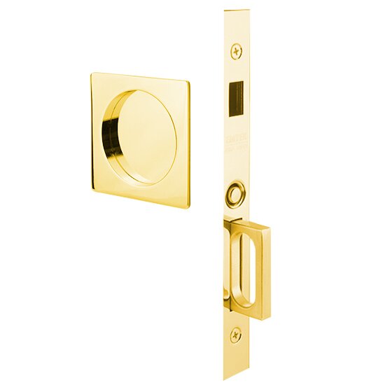 Dummy Square Pocket Door Mortise Set In Unlacquered Brass