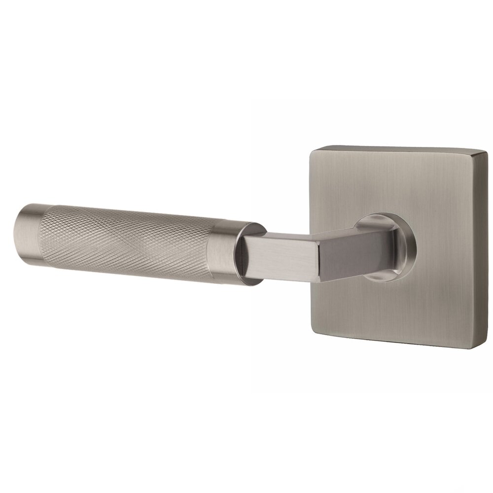 Double Dummy Knurled Lever with L-Square Stem and Square Rose in Pewter