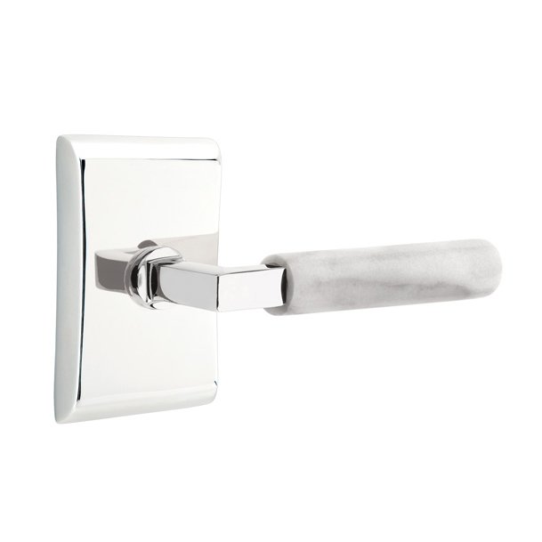 Single Dummy White Marble Left Handed Lever With L-Square Stem And Neos Rose In Polished Chrome