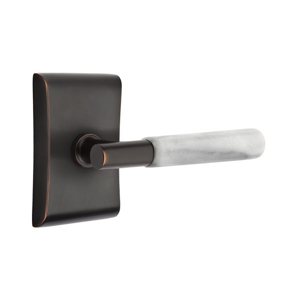 Single Dummy White Marble Right Handed Lever With T-Bar Stem And Neos Rose In Oil Rubbed Bronze