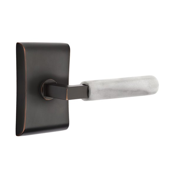 Double Dummy White Marble Right Handed Lever With L-Square Stem And Neos Rose In Oil Rubbed Bronze
