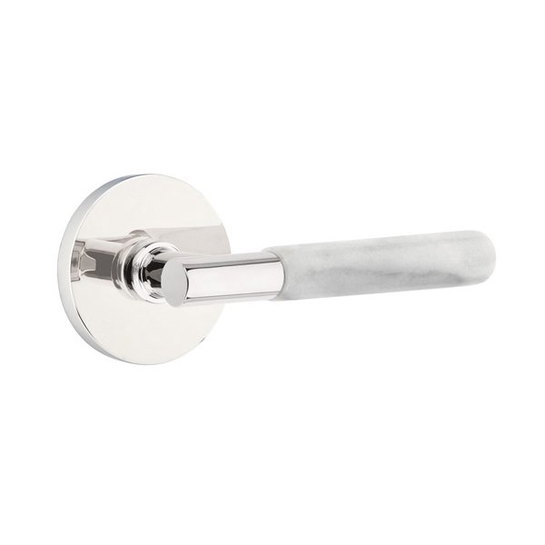 Single Dummy White Marble Right Handed Lever With T-Bar Stem And Disk Rose In Polished Chrome