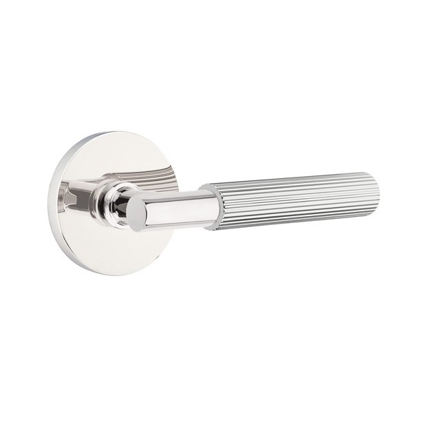 Single Dummy Straight Knurled Left Handed Lever With T-Bar Stem And Disk Rose In Polished Chrome