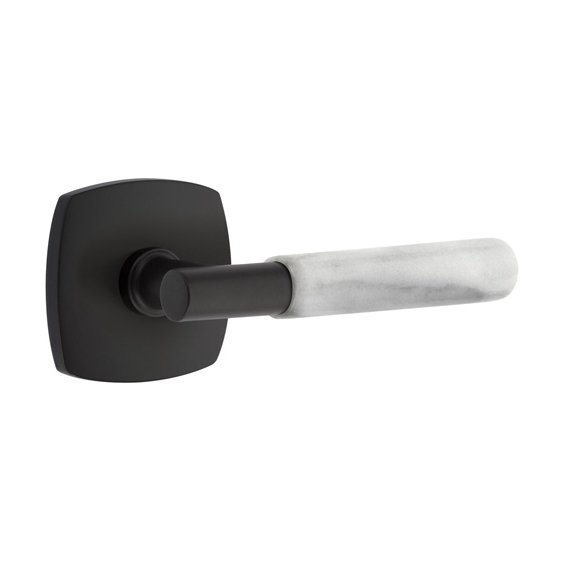 Single Dummy White Marble Left Handed Lever With T-Bar Stem And Urban Modern Rose In Flat Black