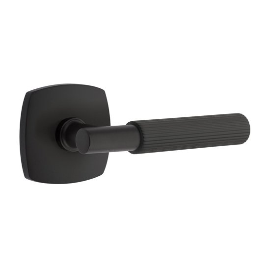 Single Dummy Straight Knurled Right Handed Lever With T-Bar Stem And Urban Modern Rose In Flat Black