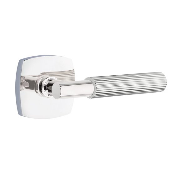 Privacy Straight Knurled Right Handed Lever With T-Bar Stem And Urban Modern Rose In Polished Chrome