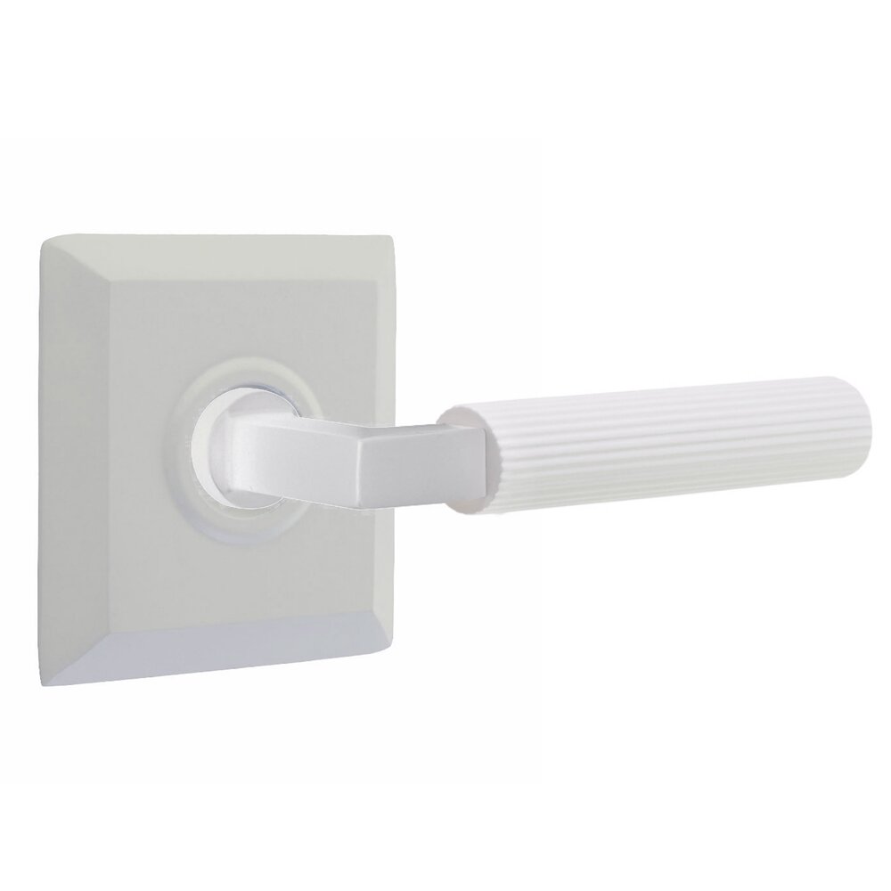 Passage Straight Knurled Right Handed Lever With L-Square Stem And Quincy Rosette With Concealed Screws In Matte White