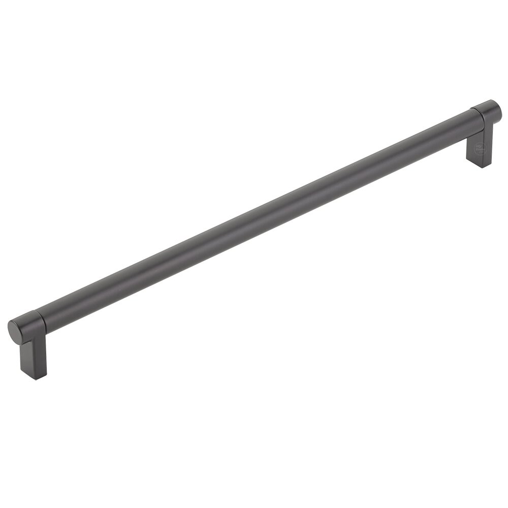 12" Centers Concealed Mount Door Pull Rectangular Stem in Flat Black And Smooth Bar in Flat Black