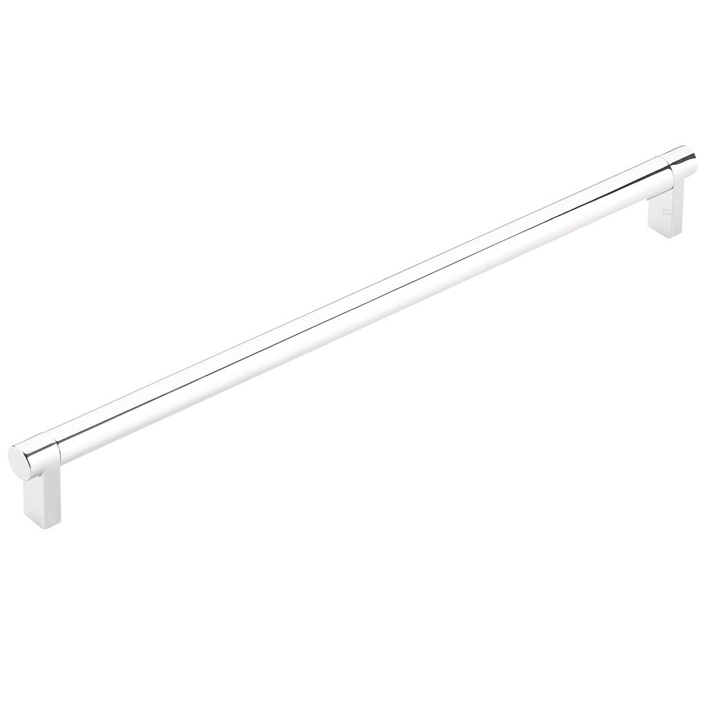 12" Centers Concealed Mount Door Pull Rectangular Stem in Polished Chrome And Smooth Bar in Polished Chrome