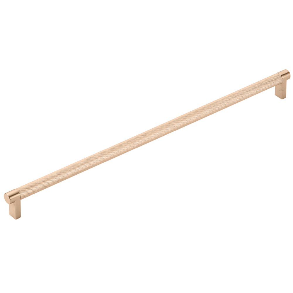 18" Centers Concealed Mount Door Pull Rectangular Stem in Satin Copper And Knurled Bar in Satin Copper