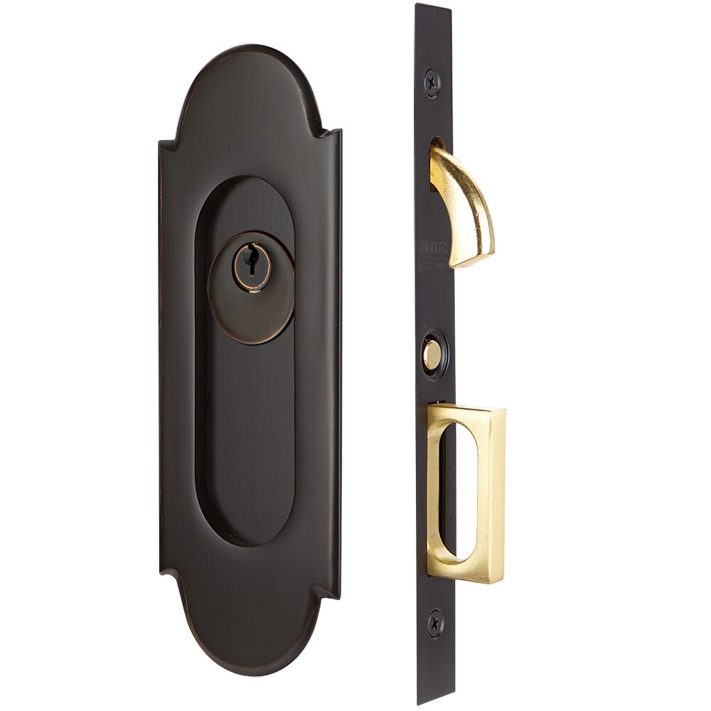 #8 Keyed Pocket Door Mortise Lock in Oil Rubbed Bronze