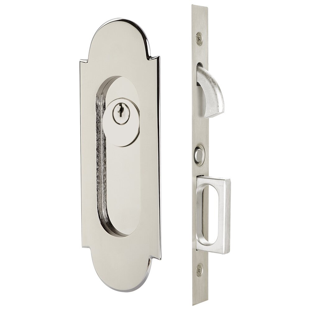 #8 Keyed Pocket Door Mortise Lock in Polished Nickel