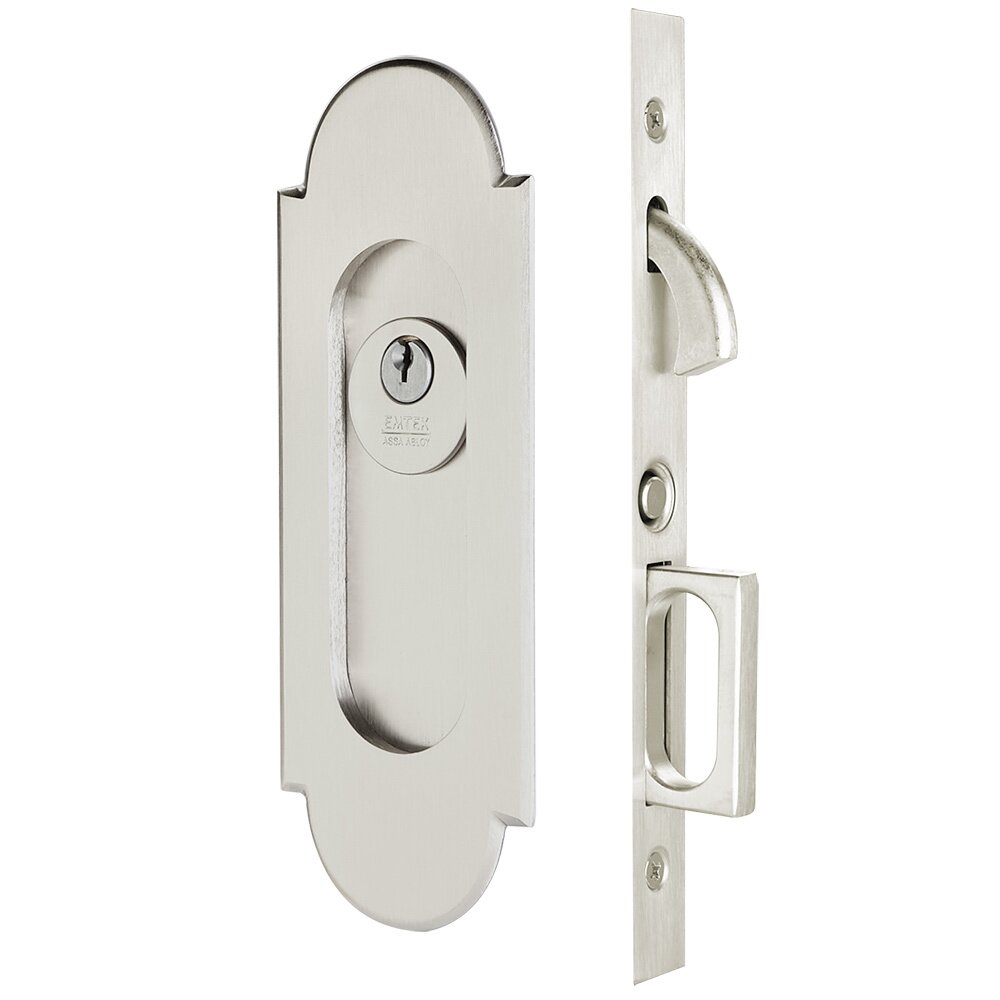 #8 Keyed Pocket Door Mortise Lock in Satin Nickel
