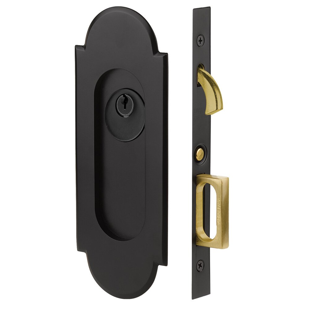 #8 Keyed Pocket Door Mortise Lock in Flat Black
