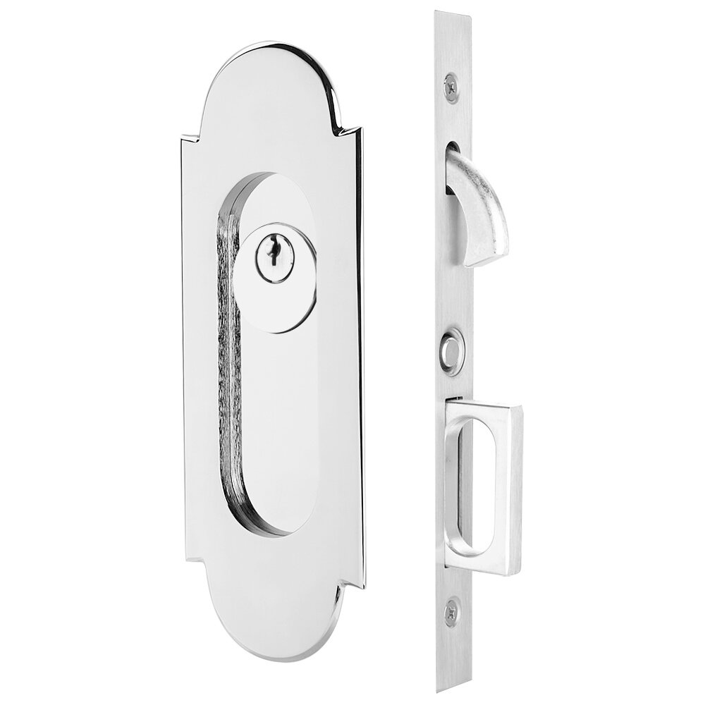 #8 Keyed Pocket Door Mortise Lock in Polished Chrome