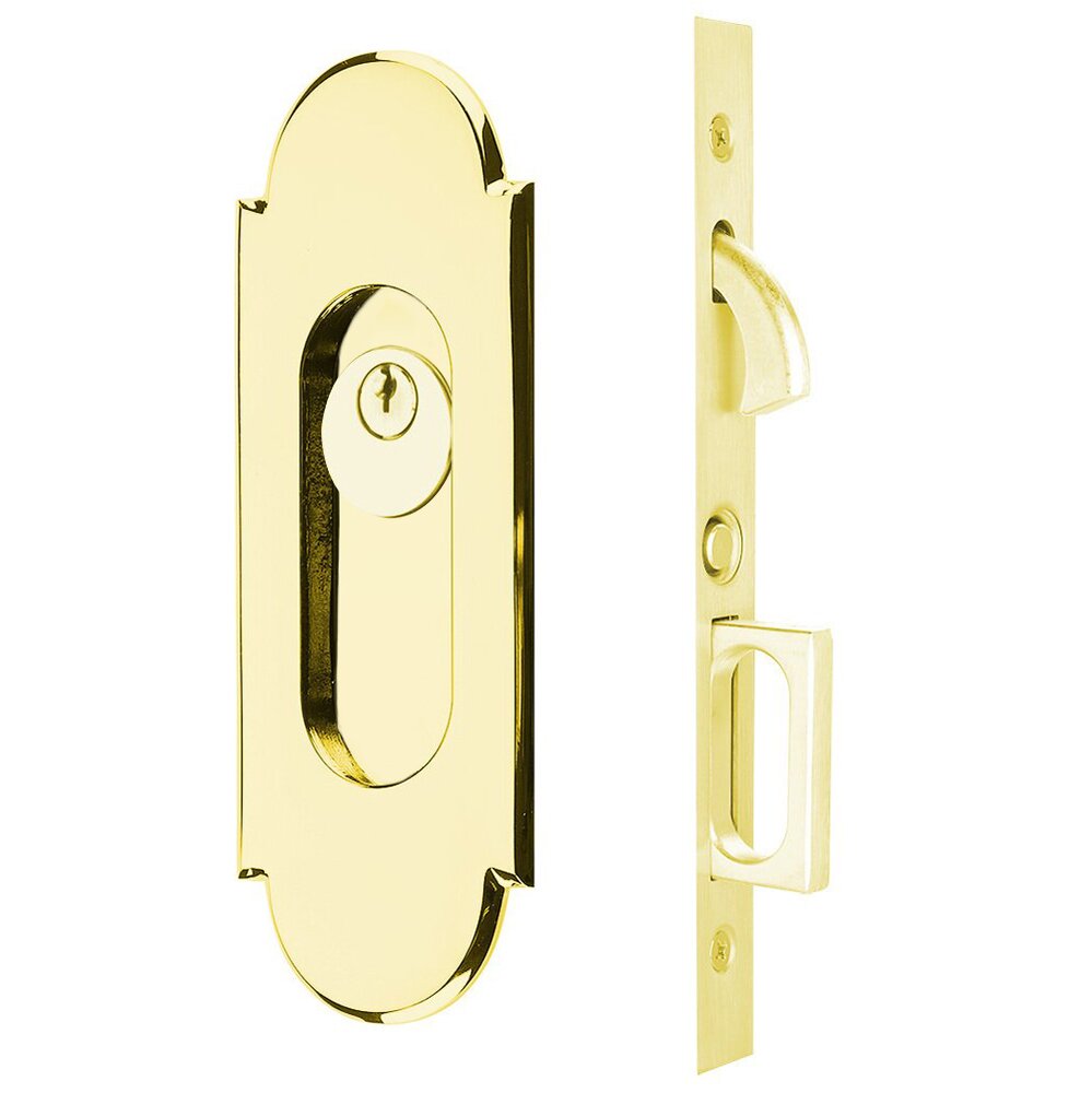 #8 Keyed Pocket Door Mortise Lock in Polished Brass