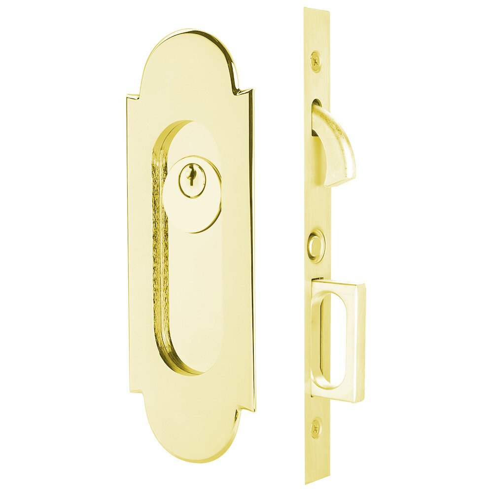 #8 Keyed Pocket Door Mortise Lock in Unlacquered Brass