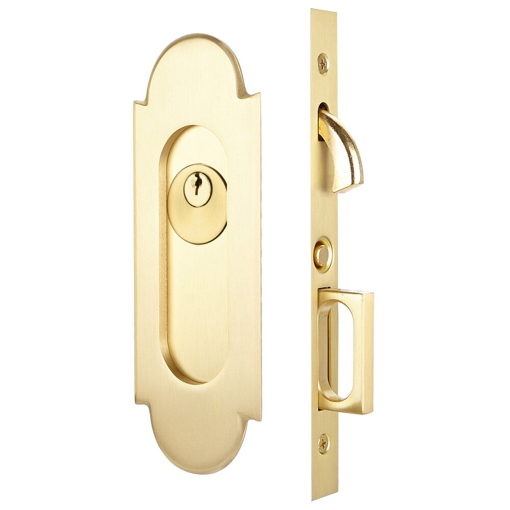 #8 Keyed Pocket Door Mortise Lock in Satin Brass
