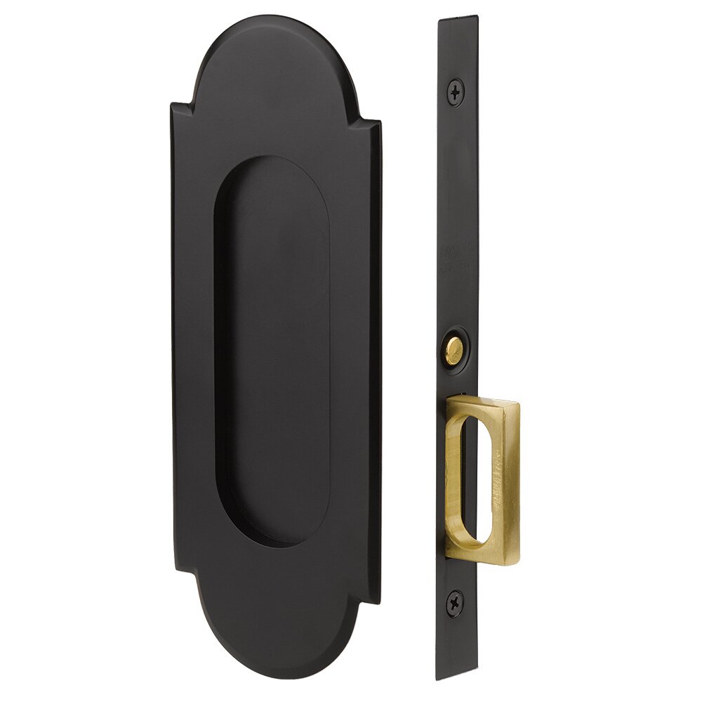 Mortise #8 Passage Pocket Door Hardware in Flat Black