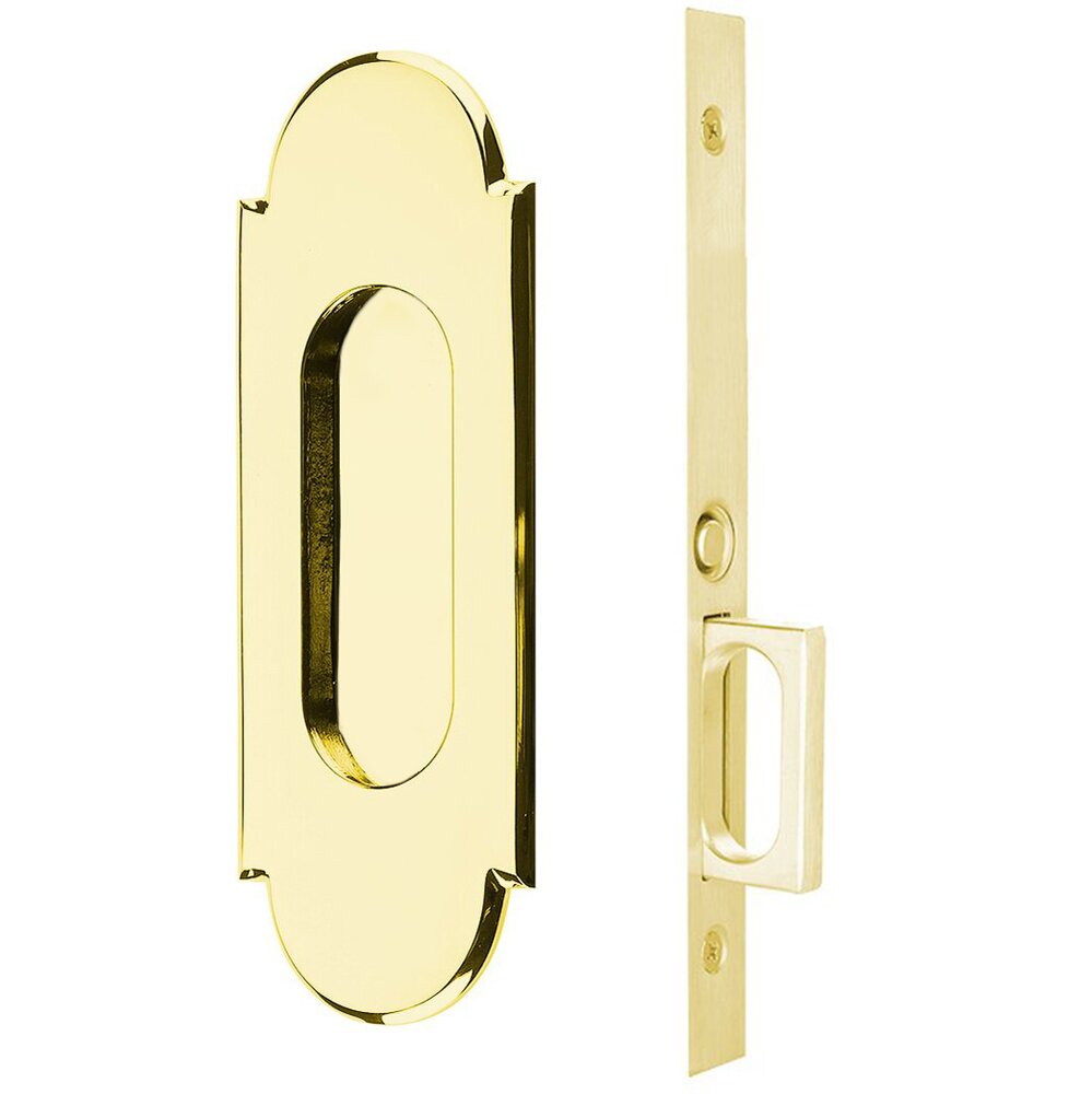 Mortise #8 Passage Pocket Door Hardware in Polished Brass