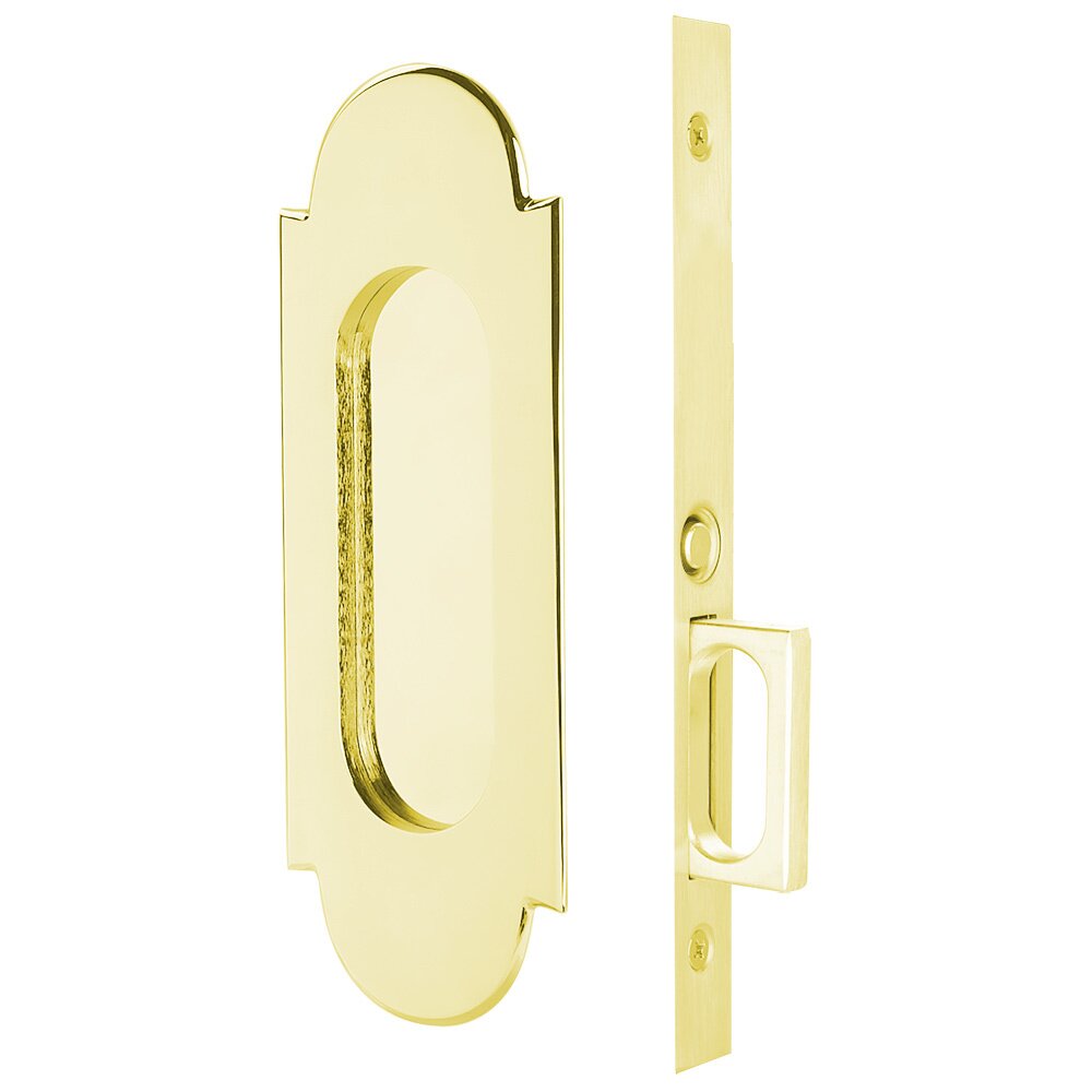 Mortise #8 Passage Pocket Door Hardware in Unlacquered Brass