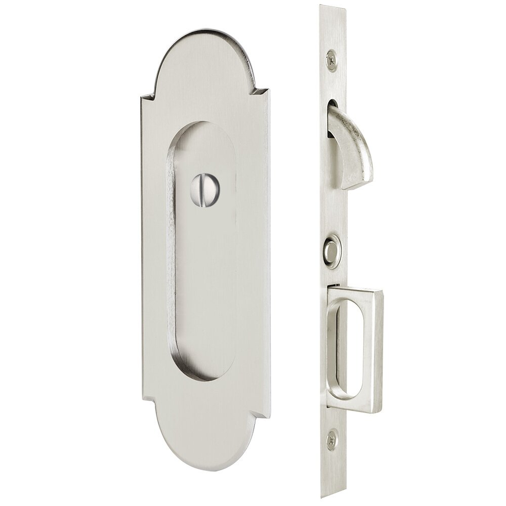#8 Privacy Pocket Door Mortise Lock in Satin Nickel
