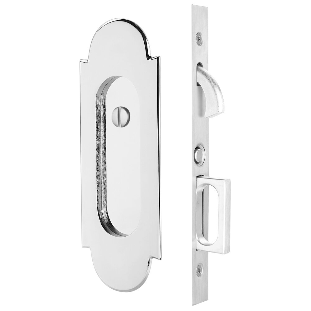 #8 Privacy Pocket Door Mortise Lock in Polished Chrome