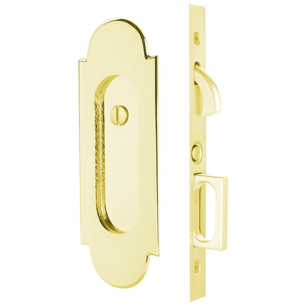 #8 Privacy Pocket Door Mortise Lock in Unlacquered Brass
