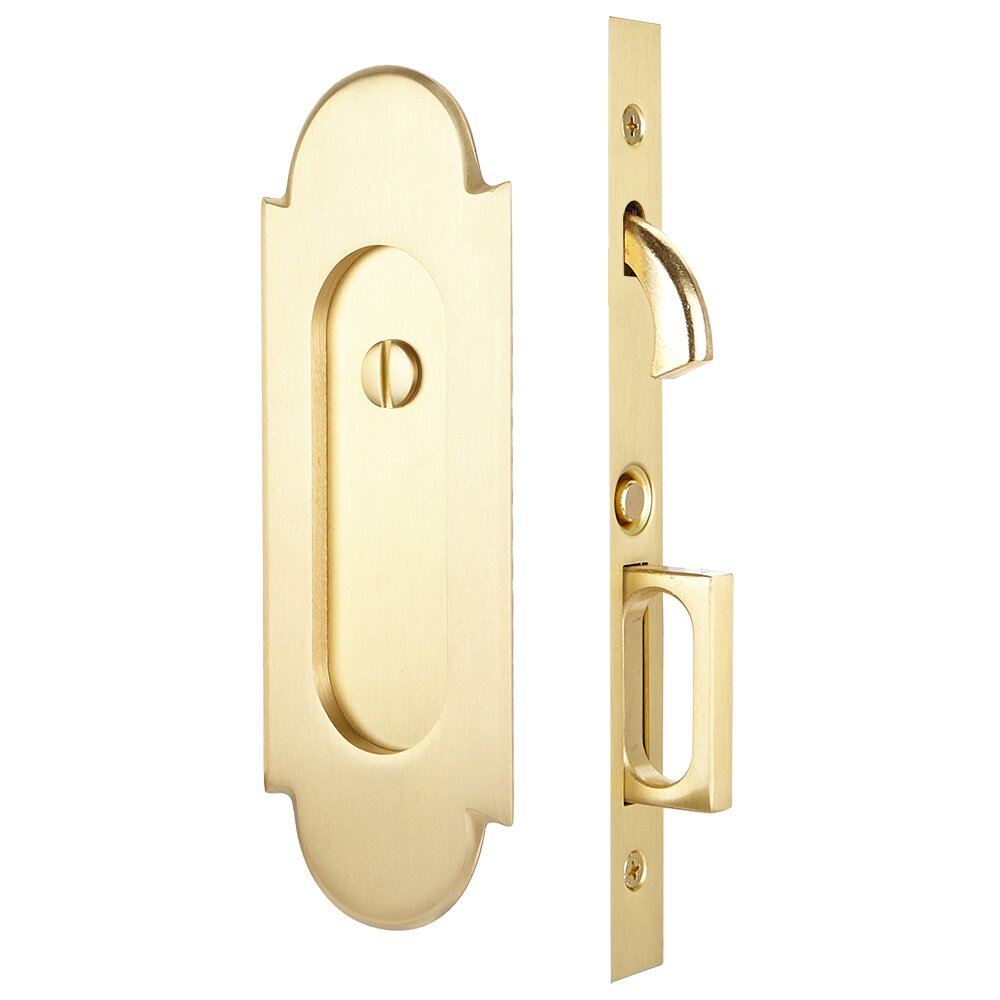 #8 Privacy Pocket Door Mortise Lock in Satin Brass
