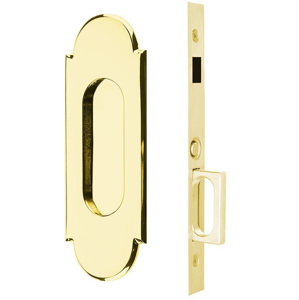 #8 Dummy Pocket Door Mortise Hardware in Polished Brass