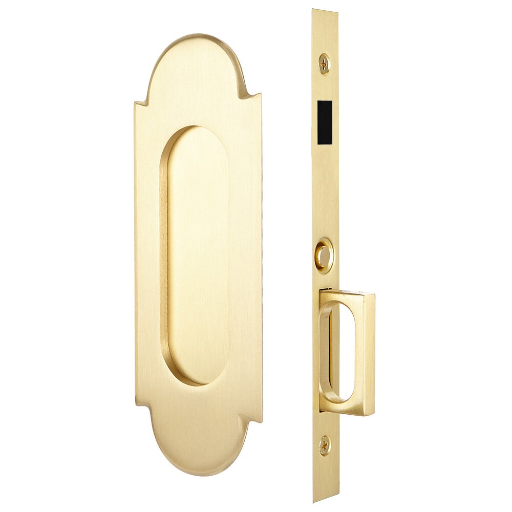 #8 Dummy Pocket Door Mortise Hardware in Satin Brass