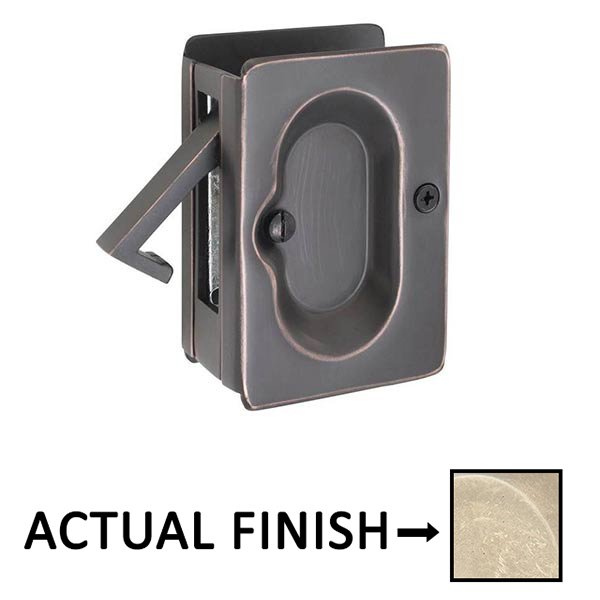 Passage Pocket Door Lock in Tumbled White Bronze