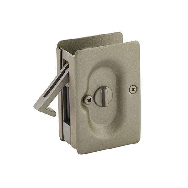 Privacy Pocket Door Lock in Tumbled White Bronze