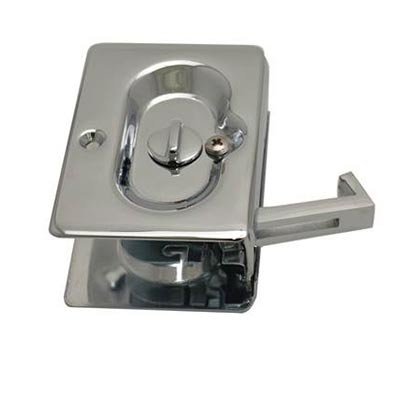 Privacy Pocket Door Lock in Polished Chrome
