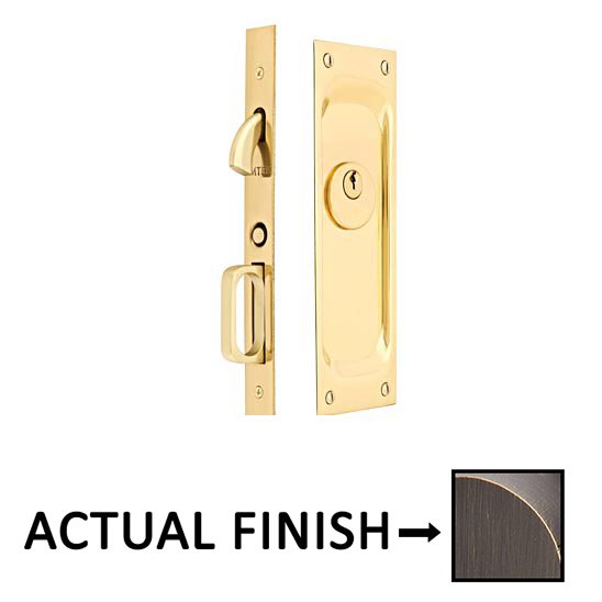 Keyed Pocket Door Mortise Lock in Medium Bronze