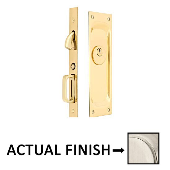 Keyed Pocket Door Mortise Lock in Satin Nickel