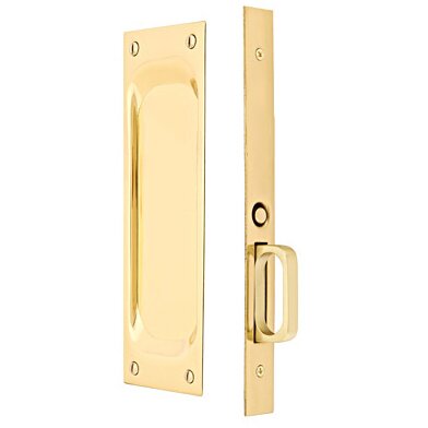 Mortise Passage Pocket Door Hardware in Unlacquered Brass
