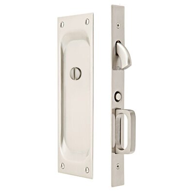 Privacy Pocket Door Mortise Lock in Satin Nickel