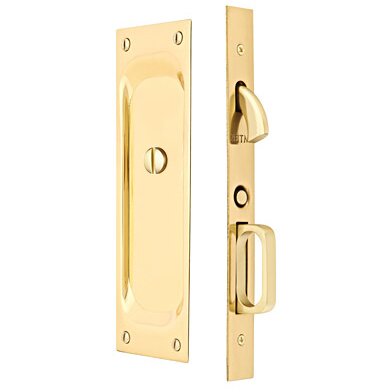 Privacy Pocket Door Mortise Lock in Polished Brass