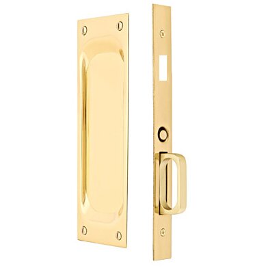 Dummy Pocket Door Mortise Lock in Unlacquered Brass