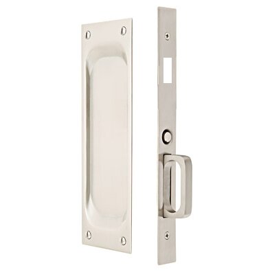 Dummy Pocket Door Mortise Lock in Satin Nickel
